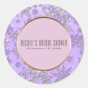 Sticker Rond Flammes de neige violette Pink Winter Wonderland F