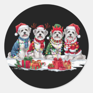 Sticker Rond Flammes de Noël des rameurs de chapeau de Père Noë