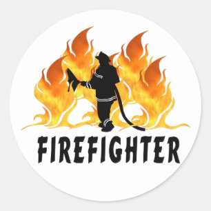 Sticker Rond Flammes de pompier