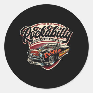 Sticker Rond Flammes de vitesse Rockabilly Hotrod - neg