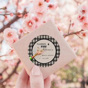 Sticker Rond Flannel & fizz hiver noir & blanc douche nuptiale