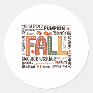 Sticker Rond Flannels Automne Saison Citrouille Vibes Automne T