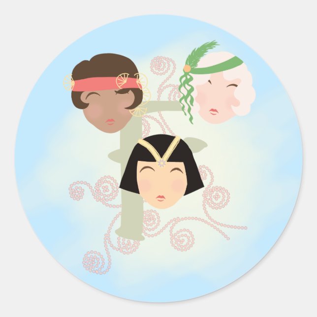 Sticker Rond Flapper girls roaring twenties (Devant)