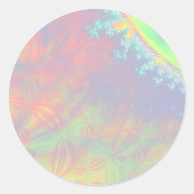 Sticker Rond Flare Solaire Fractale. Abstrait coloré. (Devant)