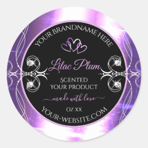 Sticker Rond Flashy Lumière violet noir Produit Diamants Étique
