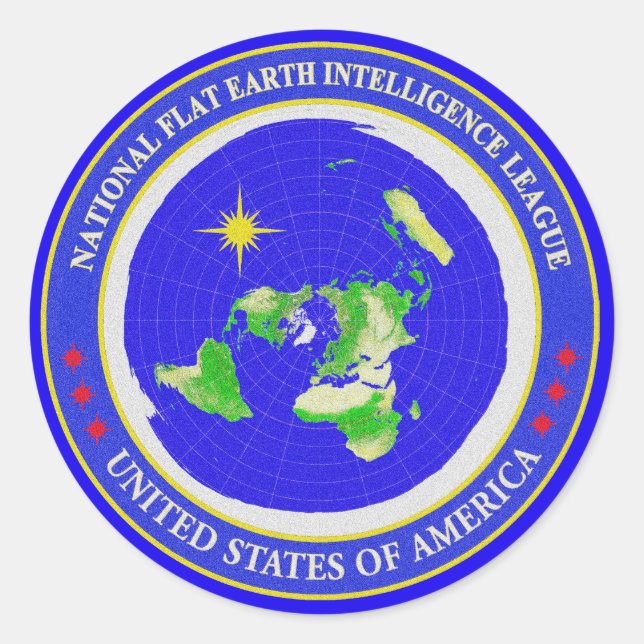 Sticker Rond Flat Earth Designs - Intelligence League USA (Devant)
