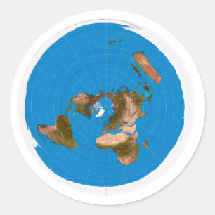 Sticker Rond Flat Earth Map - Azimuthal Equidistant Projection