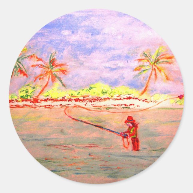 Sticker Rond flats fille de pêche (Devant)