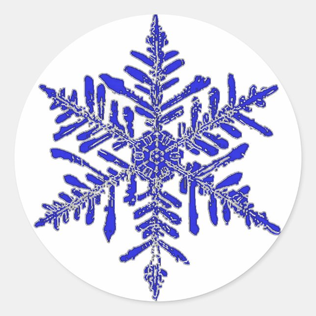 Sticker Rond Fléau de neige bleu et argenté (Devant)