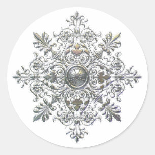 Sticker Rond Fléau de neige en argent