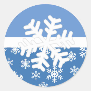 Sticker Rond Flèche de neige bleue et blanche de Noël