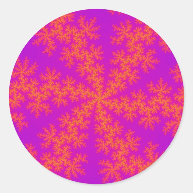 Sticker Rond Flèche de neige rose et orange (Devant)
