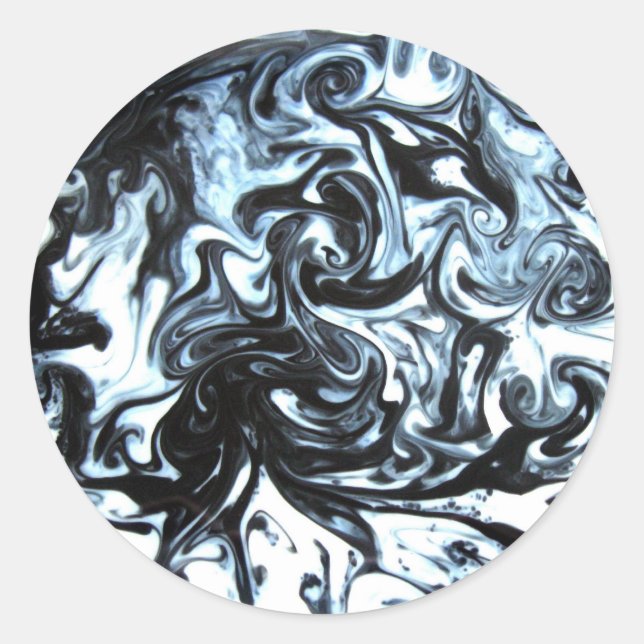 Sticker Rond Flèche d'encre bleue et noire (Devant)