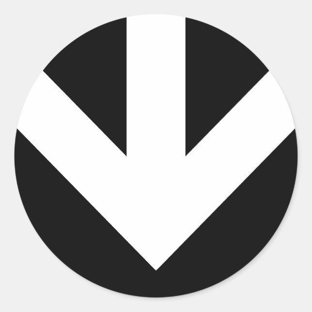 Sticker Rond flèche vers le bas. couleur personnalisable. (Devant)