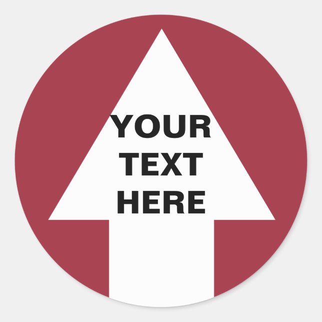Sticker Rond Flèche vers le haut avec texte personnalisé (Devant)