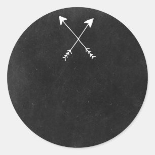 Sticker Rond Flèches Croisées Sur Tableau Noir Rustique Boutiqu