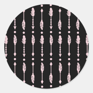Sticker Rond Flèches roses et noires Fête d'anniversaire de la 