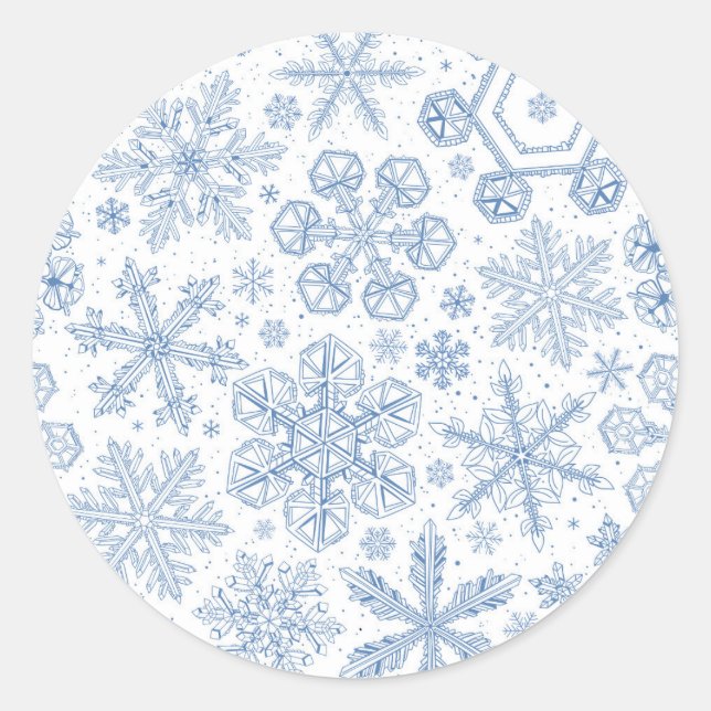 Sticker Rond Fléchettes de neige grises sur blanc (Devant)