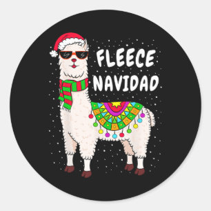 Sticker Rond Fleece Feliz Navidad Llama Noël mignon Noël Noël G