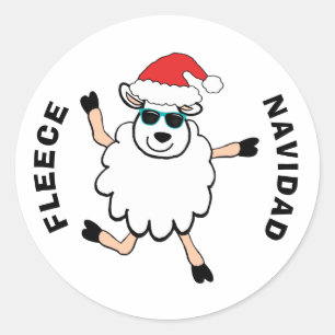Sticker Rond Fleece Feliz Navidad Sheep Noël