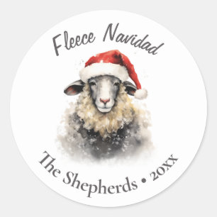 Sticker Rond Fleece Navidad Sheep