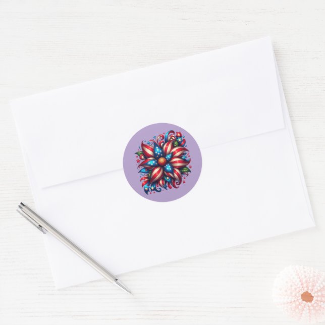 Sticker Rond Fleur 4 juillet (Enveloppe)