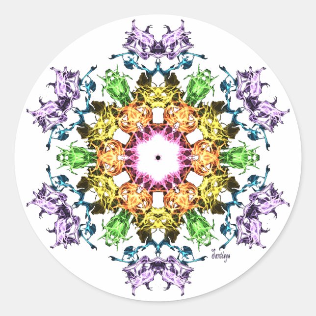Sticker Rond Fleur Abstraite (Devant)