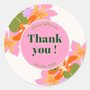 Sticker Rond fleur anniversaire coloré élégant féminin audacieu