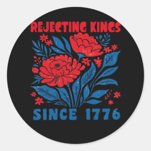 Sticker Rond Fleur Anti Autoritaire Refusant les Rois Depuis 17