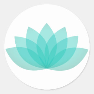 Sticker Rond Fleur Aqua Blue Lotus