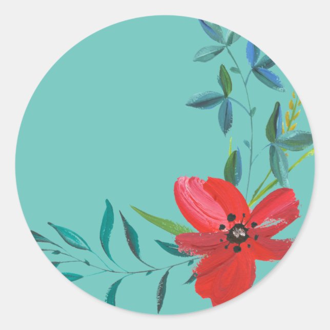 Sticker Rond fleur-aquarelle-peinte-a-la-main (Devant)
