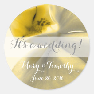 Sticker Rond Fleur artistique dans les tons jaunes - Mariage