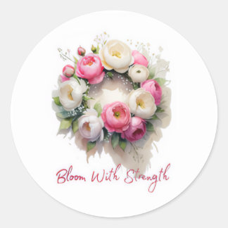 Sticker Rond Fleur Avec Force, Mug Classique