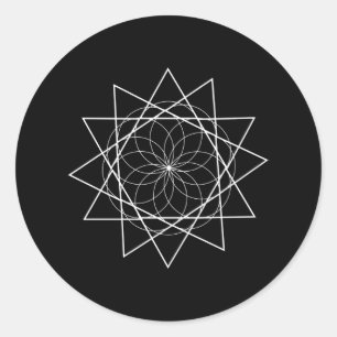 Sticker Rond Fleur avec triangles géométrie sacrée