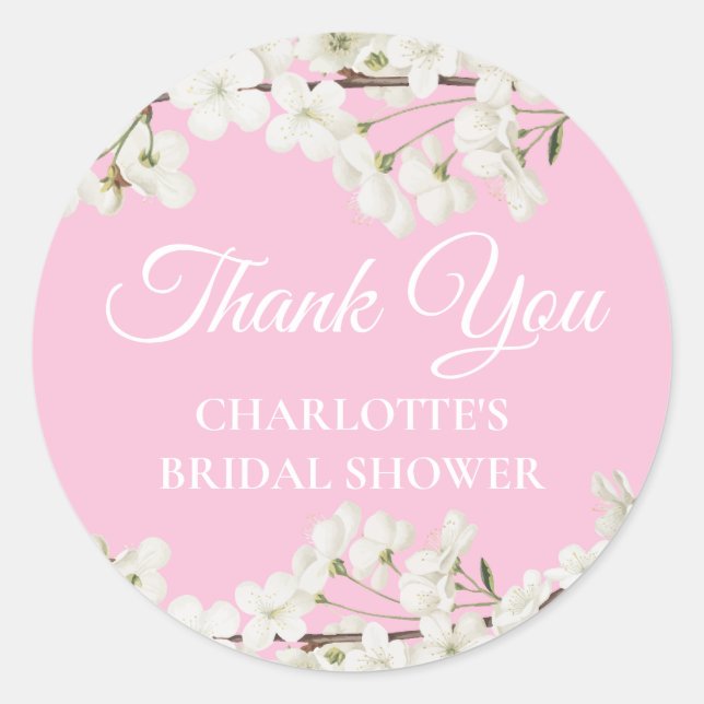 Sticker Rond Fleur Blanche Merci Baby Shower (Devant)