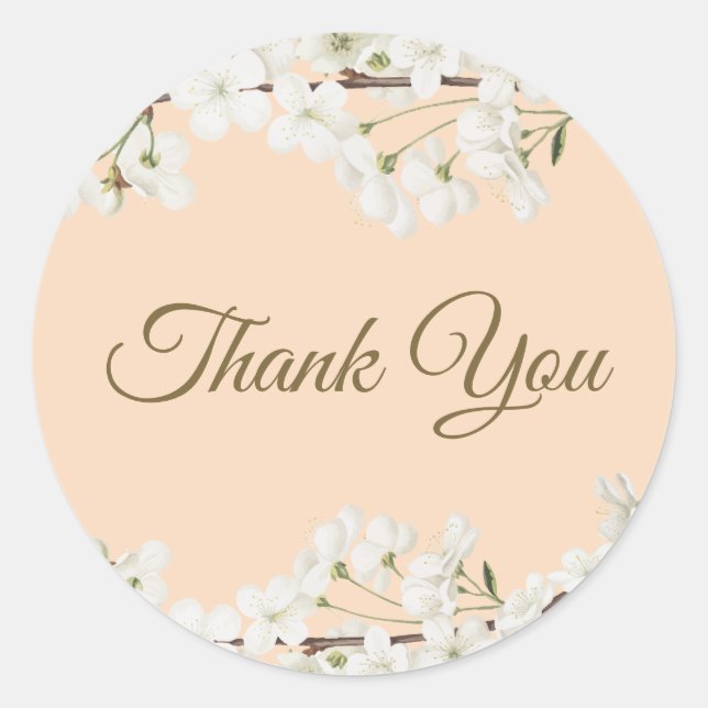 Sticker Rond Fleur Blanche Merci Baby Shower (Devant)