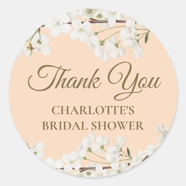 Sticker Rond Fleur Blanche Merci Baby Shower (Devant)