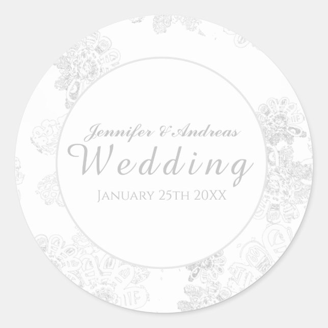 Sticker Rond Fleur blanche sur Mariage blanc (Devant)