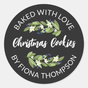 Sticker Rond Fleur Bleu Berry Twigs Cuits Avec Amour