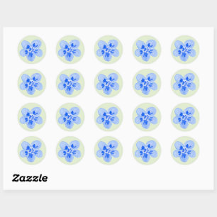 Sticker Rond Fleur bleue aquarelle