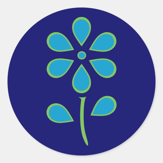 Sticker Rond Fleur bleue et verte (Devant)