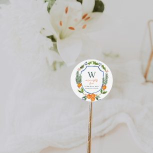 Sticker Rond Fleur botanique d'agrumes de Noël   Vacances 