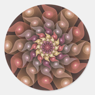 Sticker Rond Fleur brillante surréaliste Art Abstrait fractal m