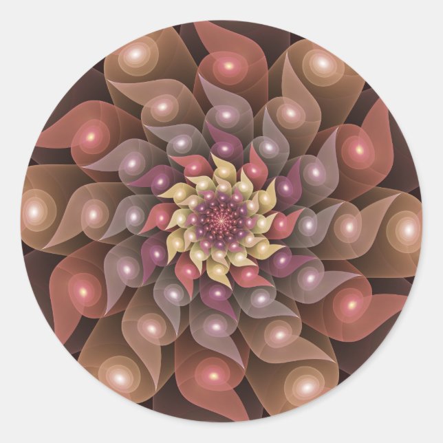 Sticker Rond Fleur brillante surréaliste Art Abstrait fractal m (Devant)
