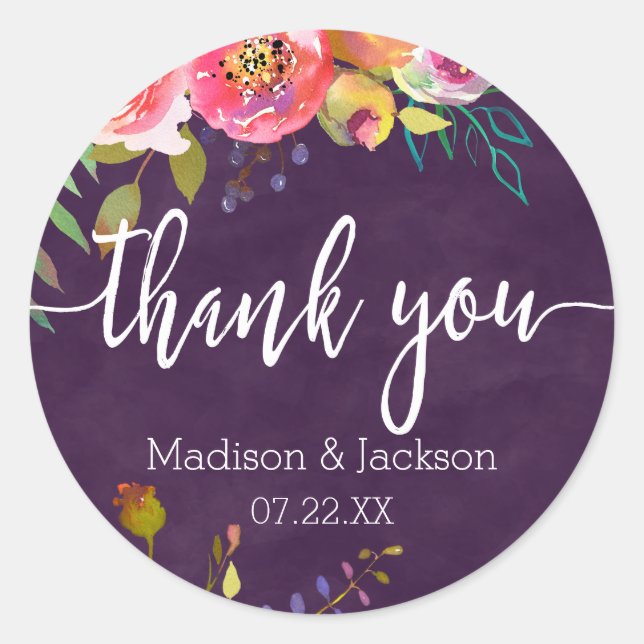 Sticker Rond Fleur Chic Couleur Editable Mariage Faveur (Devant)
