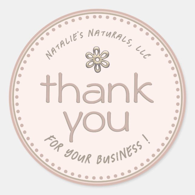 Sticker Rond Fleur circulaire en Merci neutre rose pâle (Devant)