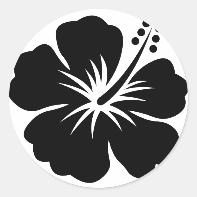 Sticker Rond Fleur d'aloha noir (Devant)