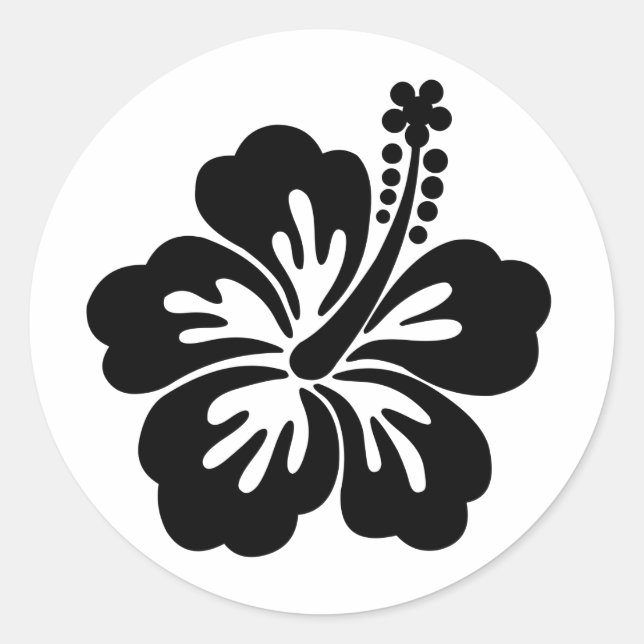 Sticker Rond Fleur d'aloha noir (Devant)