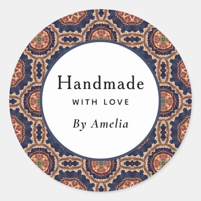 Sticker Rond Fleur d'amour et Motif de formes Star (Devant)