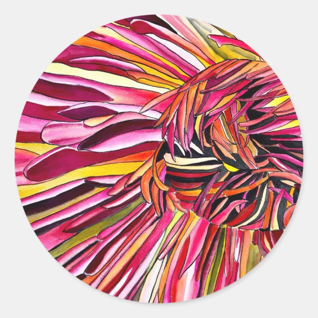 Sticker Rond Fleur d'aquarelle Chrysanthemum (Devant)